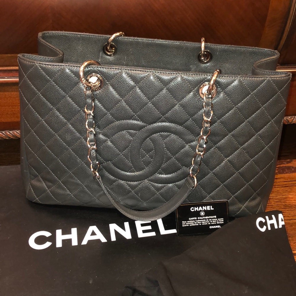 100% Authentic Quilted Dark Grey Chanel bag